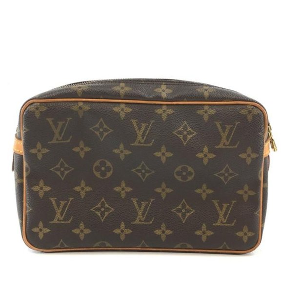 #46769 Toilette Cosmetic Evening Beauty Handbag Vanity Brown Monogram Canvas - Picture 2 of 12